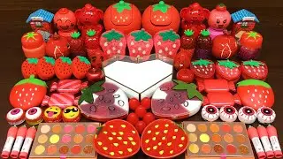 RED STRAWBERRY Slime ! Mixing Random into GLOSSY Slime ! Satisfying Slime Video #202