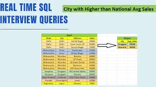 Real Time SQL Interview Queries|| City Sales Higher than Country Avg.