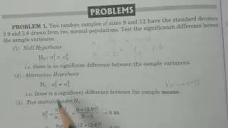Problem 1: F - test for equality of Variances - || in Telugu || - BSc Statistics