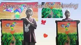How to paint Assam tea garden/ painting 🤫 for biggeners/group project done by me only😭😂