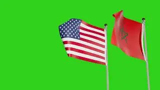 United States and Morocco Flags Waving Animation Together on  Green Screen