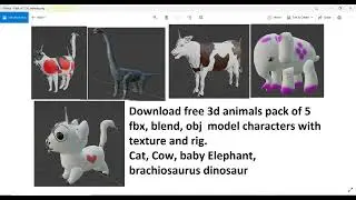 Characters 3d model pack | fbx 3d animals free pack download | pack of 5 3d model.