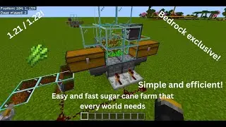 Easy and efficient sugar cane farm for 1.21/1.22 Bedrock Edition