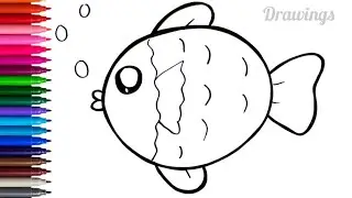 Fish Drawing Step By Step | How To Draw a Cute Fish For Kids| Drawings For Kids