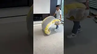 Unpacking video of compressed sofa-Yellow bubble sofa #foshanfurniture #furniture #compressionsofa