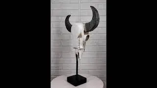 Ebros Rustic Tooled Scroll Lace Bull Cow Steer Head Skull Sculpture On Pole Display