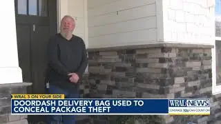 DoorDash delivery bag used to conceal package theft caught on camera