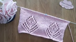 Motivo ninfee ai ferri n° 643 / Knitted water lily motif / Motivo de nenùfar  tejido