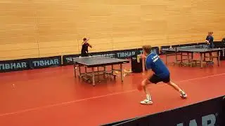 Tom Closset vs Peter Hribar      Top spin from far. Tibhar centre Saarbrucken