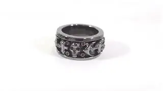Badass Anchor Skull Band Red Garnet Gothic Skull Wedding Band Mens