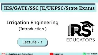 L1 | Irrigation - Introduction | Civil Engineering - IES GATE SSC JE UKPSC JE AE | RS Educators