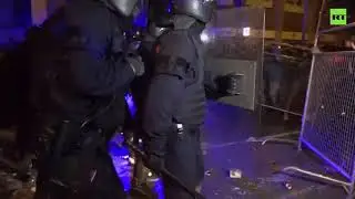 Catalan Separatists Storm Police Barricades In Barcelona