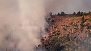 Stock Video - Wildfire burning on the mountain in Provo, Utah