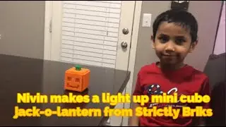 Nivin makes a light up mini cube jack-o-lantern from Strictly Briks