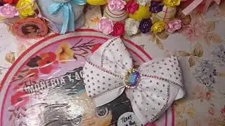 Moño Dociho franzido con listón de 7.5 cm