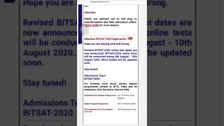 Bitsat 2020 new dates announced!!