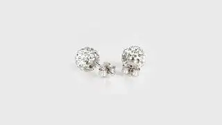 Disco Crystal Ball Stud Earrings 925 Sterling Silver Birthstone Colors