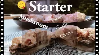 Mushroom Starter, Bacon and Cheese