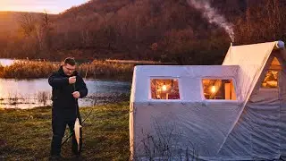 Кемпинг с семьей у озера