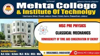 MSC PRE PHYSICS - CLASSICAL MECHANICS - HOMOGENEITY OF TIME AND CONSERVATION OF ENERGY