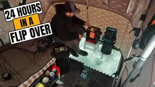 24 hours in a flip over || Solo Wisconsin ICE camp