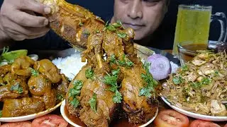 Chicken Leg Piece Curry, Chicken Bharta, Chicken Gizzard Curry, Fish Fry, Basmati Rice | Mukbang