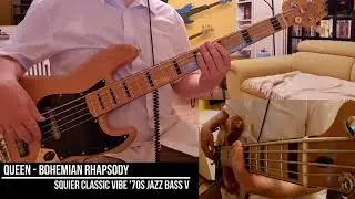 Queen - Bohemian Rhapsody Bass Cover with Squier Classic Vibe '70s Jazz Bass V