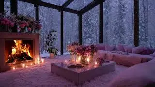 Relaxing Winter Sounds of Snow Wind Outside and Crackling Fireplace Inside a Cozy Room