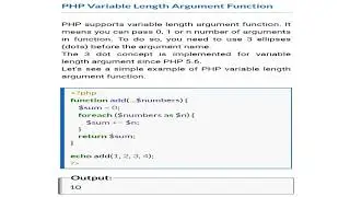 PHP VARIABLE LENGTH ARGUMENT FUNCTION  IN PHP COMPUTER LANGUAGE