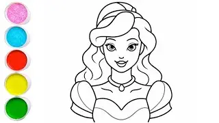 Cute Princess Belle Drawing for kids, Painting & Coloring for kids, Toddlers | Let's Draw Together