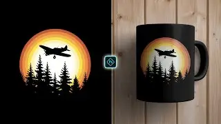 Create a Seaplane Sunrise Coffee Mug Design in Photoshop for Redbubble