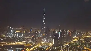 Airbus A-380 Emirates Take-off at Night in Dubai Flight EK302 to Shanghai