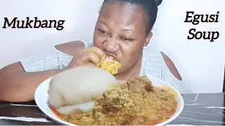 ASMR COOK AND EAT WITH ME FUFU AND EGUSI SOUP / NIGERIA FOOD MUKBANG 