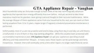 Appliance Repair Vaughan ON | GTA Appliance Repair