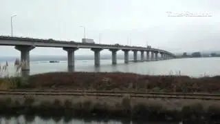 The western span of the Samoa Bridge is briefly still one way traffic until tow trucks clear a wreck