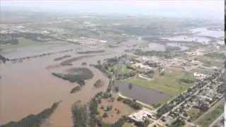 Raw: Aerial video of flood in Brandon