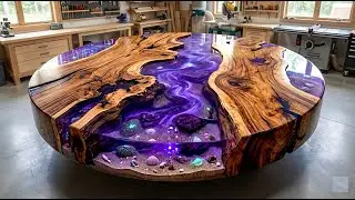Epoxy Table Tutorial: Techniques for Mixing Ocean Purple Epoxy with Wood-   Talented Resin Craftsman