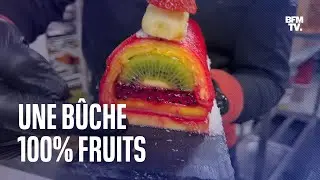 La recette originale d'une b&ucirc;che enti&egrave;rement &agrave; base de fruits, id&eacute;ale pour terminer le repas de No&euml;l