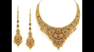 Stylish Multi Colour Stones Gold Necklace Designs || Latest model Gold Necklace Stone work Designer