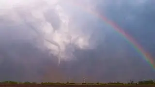 Stunning footage of tornadoes and rainbows coinciding in Texas