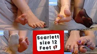 Soles big feet long toes Scarlett showing off her bare feet