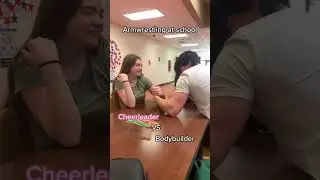 Cheerleader vs bodybuilder armwrestling at school #armwrestling #usa #bodybuilder