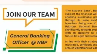 NBP GBO Jobs 2026 | National Bank of Pakistan General Banking Officer | Apply Online#nbp 