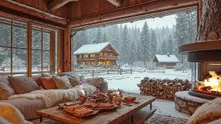 Cozy Snow Cabin Jazz Mood 🔥 Smooth Jazz & Fireplace Sounds for Winter Nights and Deep Relax