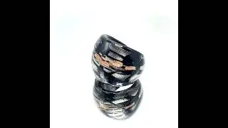 Handmade Glass Acrylic Ring Artistic Silver Stroke Infinity Band