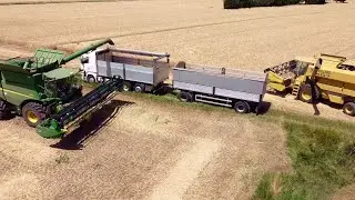 John Deere S670i + New Holland TX67 combine harvester | Scania, JD 7920, Ford 8340 - Trebbiatura