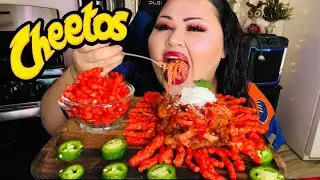 Flaming Hot Cheetos Spaghetti & Jalapeños~ Super Spicy MUKBANG