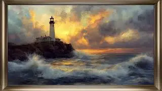 Rocky Island Lighthouse Frame TV Art | Seascape Painting Screensaver For Your TV 🌊
