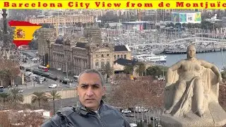 Exploring the Barcelona City panoramic  view from de Montju&iuml;c