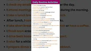 Daily Routine Sentences from Morning to Night | Daily Routine Activities in English.